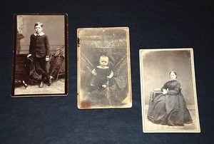 Antiguo Antiguo Antiguo Gabinete de Fotografía Tarjeta Fotos Niño Bebé Niño Pequeño Mujer Joven Conjunto de 3 - Imagen 1 de 8