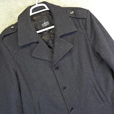 London Fog Towne Peacoat Mens XL Gray Wool Quilted Insulated Quiet Luxury Preppy - Image 1 of 4