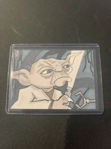 STAR WARS Galactic Files Series 1 Topps 2012 SKETCH CARD Topps Yoda by J(ay) - Picture 1 of 2