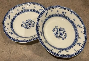 ARABIA :: Vtg Lot/2 FRUIT 5” BOWLS “Suomi” Cobalt Blue “Finn Flowers” FINLAND - Picture 1 of 20