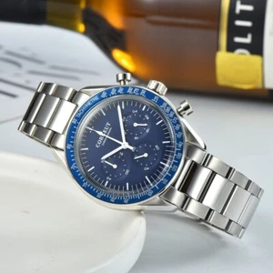 40mm Mens Watch blue dial lume Multi-function 24 Hours Chronograph Quartz Watch - Imagen 1 de 8