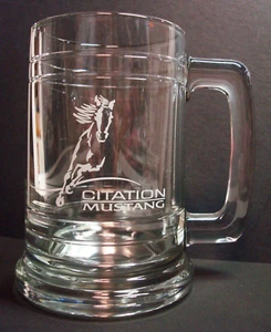 Cessna Citation Light Jet Airplane Mustang Horse 16oz Clear Glass Beer Mug Stein - Picture 1 of 8