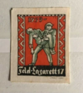 Schweiz 1939 Soldatenmarke Sanität Feldlazaret 17 Soldat trägt Verwundeten ungz. - Bild 1 von 1