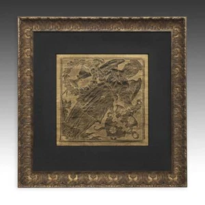 VINTAGE MEDIEVAL BELGIAN MEMORIAL BRASS RUBBING WAX CRAYON VELLUM MID-20TH C. - Picture 1 of 8
