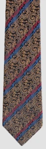 Corbata de seda ERMENEGILDO ZEGNA vintage elaborada patrón negro-dorado con rayas-usada en excelente estado - Imagen 1 de 5