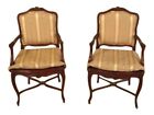 29009Ec: Pair French Louis Xv Style Open Arm Fauteuil Chairs