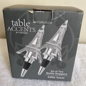 Godinger Table Accents Eiffel Tower Bottle Stopper Set of 2 - Picture 1 of 9