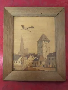 Henri Baumer-Tableau marqueterie Strasbourg Près des ponts couverts Bon état ! - Bild 1 von 5