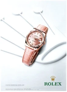 2014 Rolex Print Ad, Womens Oyster Perpetual Datejust Rose Gold Watch Crown Logo - Picture 1 of 1