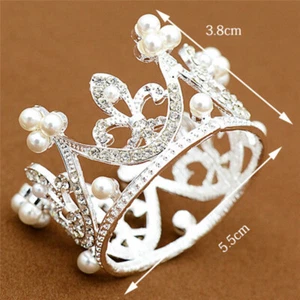Wedding Bridal Crown Jewelry Pearl Queen Princess Crown Crystal Hair Accessor*mx - Imagen 1 de 9