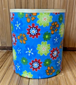 Handmade Colorful Flower Fabric Wrapped Tin Can Planter 4 5/8 in x 4 in diameter - Picture 1 of 8