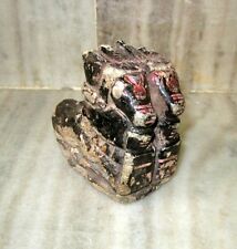 Antique Old Hand Crafted Black Stone Nandi Cow Statue Single Piece Two Statue