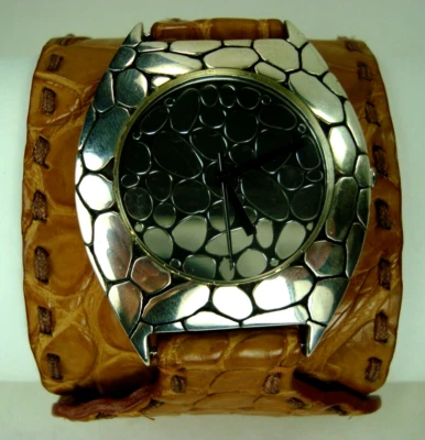 JOHN HARDY KALI PEBBLE COLLECTION STERLING SILVER LADIES WATCH CROCODILE STRAP - Image 1 of 4