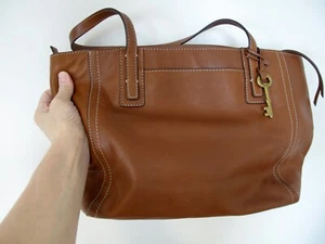 Fossil handbag brown cow hide leather key - Picture 1 of 9