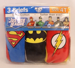 Justice League Toddler Boy Logo Underwear, (Pack of 3) Size 4T - Picture 1 of 3