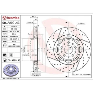 Disco freno due pezzi Brembo Prime Line Dual Cast - forato e scanalato 09.A299.43 - Foto 1 di 2