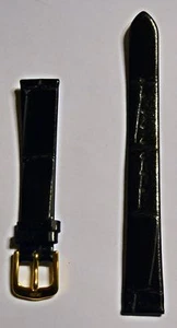 Neu Uhrenband Uhrenarmband Leder schwarz 14mm Dornschließe RGP ZentRa E408 - Picture 1 of 2