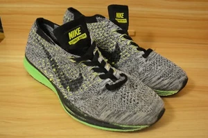 Nike Flyknit Racer Running Shoes, Size 6.5 Women's, Grey/Green/Yellow - Picture 1 of 7