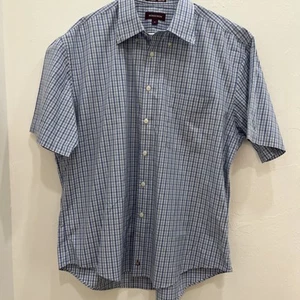 Camisa Nordstrom Adulto XL Azul Cuadros Seersucker Abotonada Manga Corta Para Hombre - Imagen 1 de 7