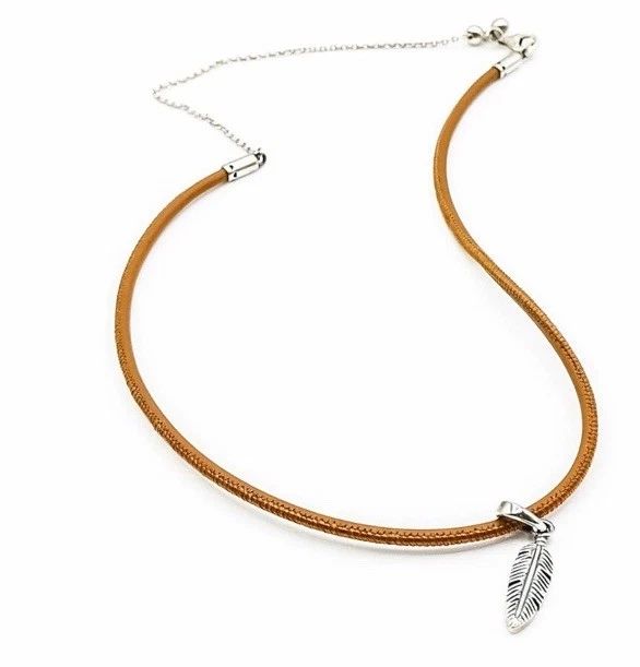 Gargantilha Pandora 11 polegadas colar com pingente de penas - Imagem 1 de 1