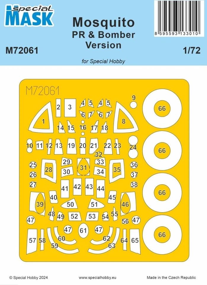SPECIAL MASK M72061 MOSQUITO PR & BOMBER VERSION CANOPY MASK 1/72 - Photo 1/1