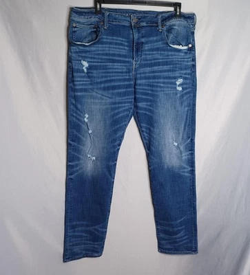 Calça jeans masculina American Eagle 40x34 azul desgastada próximo nível Airflex - Imagem 1 de 4