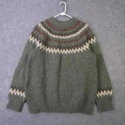 Norsaga Sweater Mens Large Green Hand Knit Pure New Wool Fair Isle Scotland - Image 1 of 4