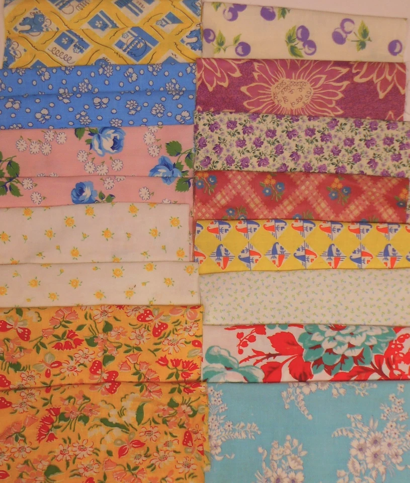 18 piezas de tela de saco de alimentación vintage -8"x8" dos Ea de 5 impresiones - 1 Ea. De 8 impresiones Foto 1 de 1