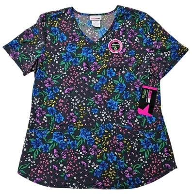 Scrubstar Womens Blooming Petals V Neck Scrub Top Medium NWT Stretch Ultra Soft - Image 1 of 4
