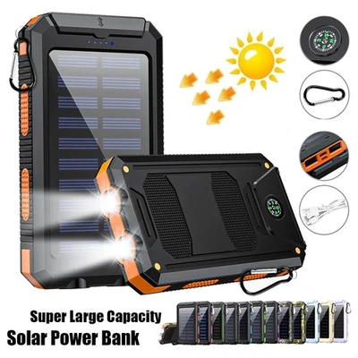 Banco de energía solar 9000000 mAh cargador portátil con linterna/brújula para teléfono celular Foto 1 de 4