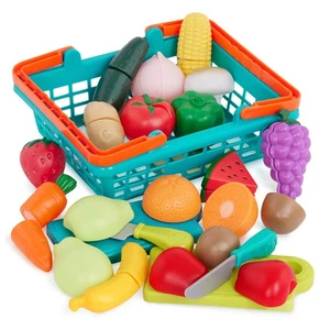 – Play Food for Toddlers with Farmers Market Basket and Chopping Board, Toy F... - Picture 1 of 9