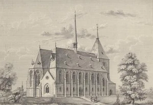 NEUSTADT (HESSEN) - Kirchansicht - Federlithographie um 1870 - Picture 1 of 2