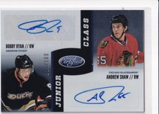 12/13 PANINI CERTIFIED BOBBY RYAN / ANDREW SHAW JUNIOR DUAL AUTOGRAPH AUTO /100