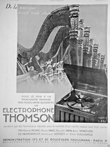 PUBLICITÉ DE PRESSE 1935 ÉLECTROPHONE THOMSON DE LA MUSIQUE AVANT TOUTE CHOSE - Imagen 1 de 1