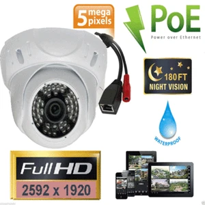 HD 5MP 1920P PoE Onvif Dome Weatherproof 1080p IP Security Camera 48-IR wide v - Picture 1 of 6