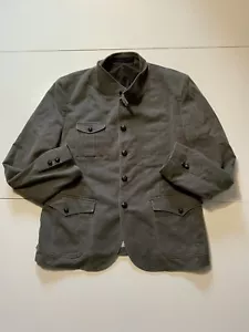 Zara Man Wool Blend Elbow Patch Military Officers Mock Neck Blazer Jacket Sz. 46 - Picture 1 of 13