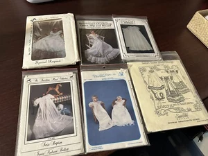 Smocked Christening Gown Infant Sewing Pattern Lot x6 Uncut Smocking - Picture 1 of 8