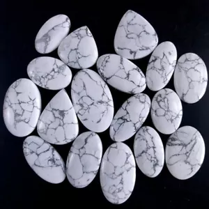 Lote de 17 piedras preciosas cabujón howlita blanco natural de 824 quilates 42x24 28x18 mm #R-9575 - Imagen 1 de 6