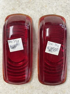 NOS 1941 Plymouth Ruby Red Glass Tail Light Lenses 369 KN43 - Imagen 1 de 7