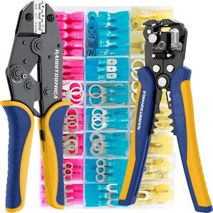 Crimping Tool for Heat Shrink Connectors Set with 280PCS AWG 22-10 Marine Gra...