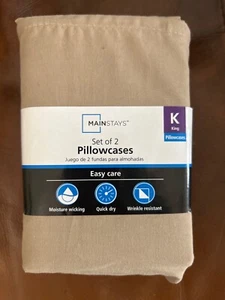New! Mainstay King size Pillow Case 2 pcs 300 Thread count-BEIGE - Picture 1 of 3