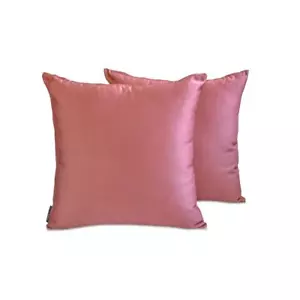 Pink Satin Solid Set of 2, Throw Pillow Cover - Dusty Pink Slub Satin - Picture 1 of 22