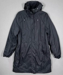 L.L. Bean Jacket Womens Large Black Hooded Fleece Lined Winter Coat Raincoat L - Picture 1 of 10