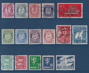 Norway Mixed Lot of 16 Old Stamps Definitive Issue and Various Years - Bild 1 von 1