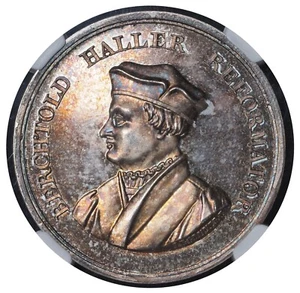 1828, Switzerland. Silver "300th Reformation Anniv. in Bern" Medal. NGC MS-65! - Picture 1 of 3