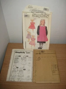 Simplicity 9281 Child's Dress Sundress Jumper Size 4 - All Season Pattern - Picture 1 of 6
