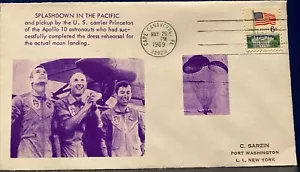 SARZIN SPACE COVER APOLLO 10 SPASHDOWN AFTER MOON LANDING DRESS REHEARSAL 1969 - Picture 1 of 6