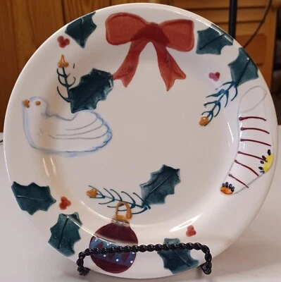 PRATO DE SOBREMESA DE SALADA DE CERÂMICA HARTSTONE GRÉS Tradições de Natal Arco de Pomba - Imagem 1 de 3