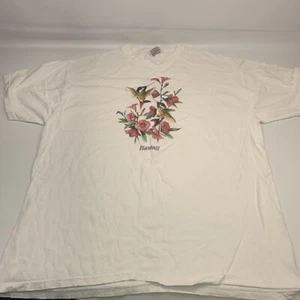 Vintage Hawaii Floral T Shirt Pink Flower Air Waves Puffy Print Hanes XL - Picture 1 of 8