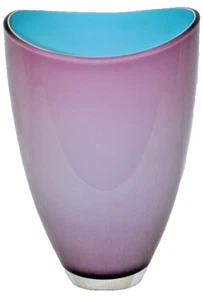 MURANO Kunstglas Amethyst/Türkis breite Vase Carlo Nason mundgeblasen Italien Neu - Bild 1 von 8